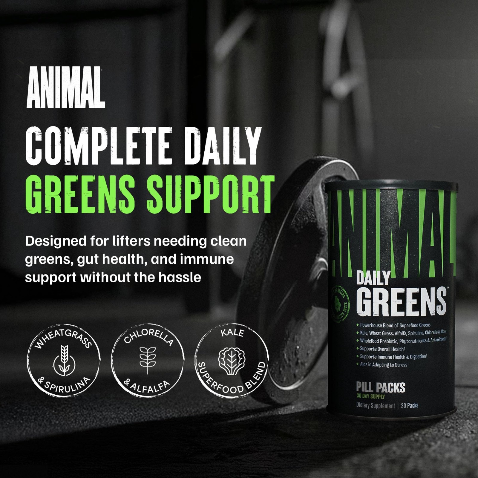 Daily Greens Superfood Pill Packs – Kale, Wheat Grass, Alfalfa & More – Prebioti