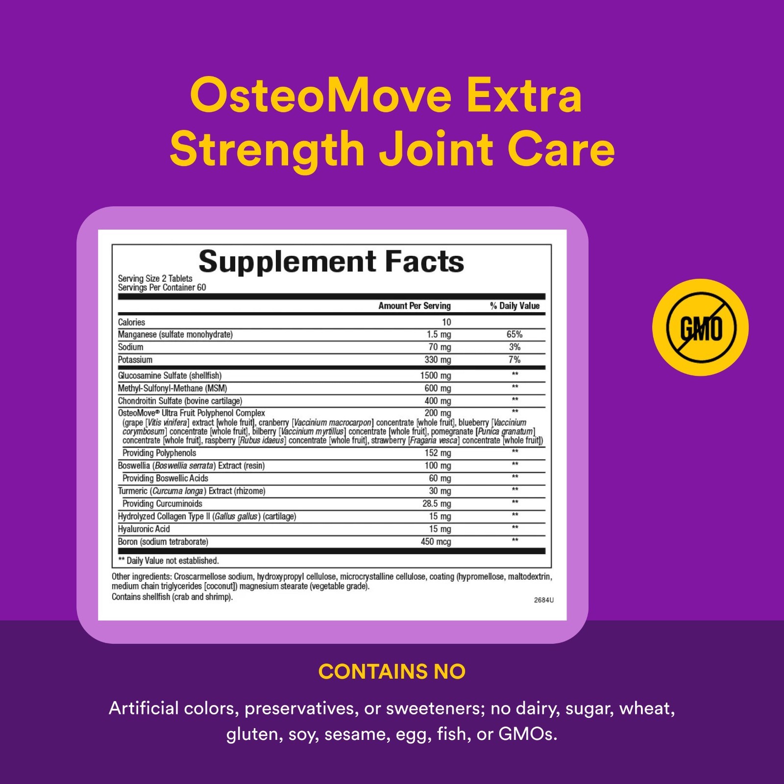 Extra Strength Joint Care Supplement, Non-GMO, 120 Tablets for Bone Health