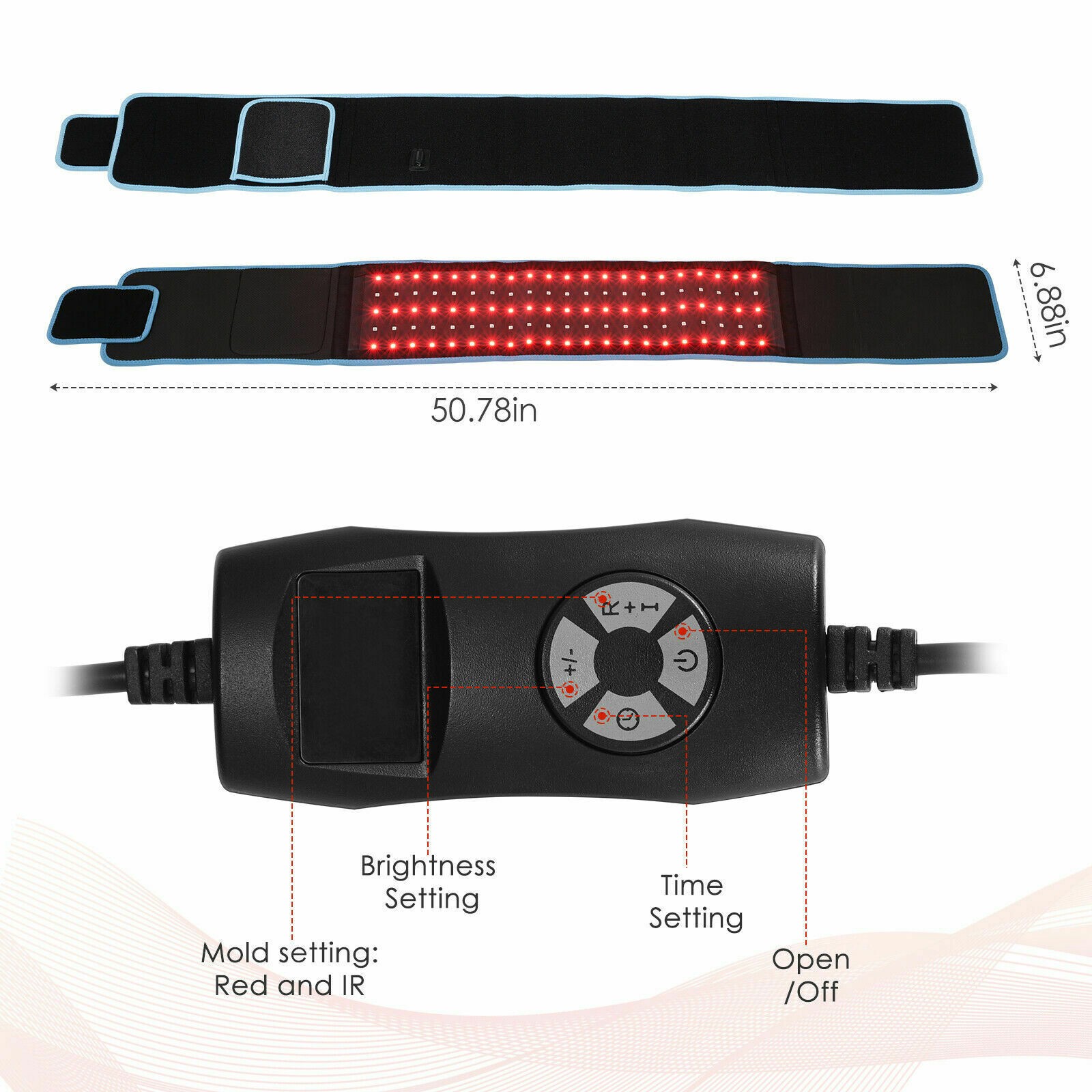 High Quality 2in1 Red Light Therapy Belt Adjustable Relief Back Pain Easy To Use