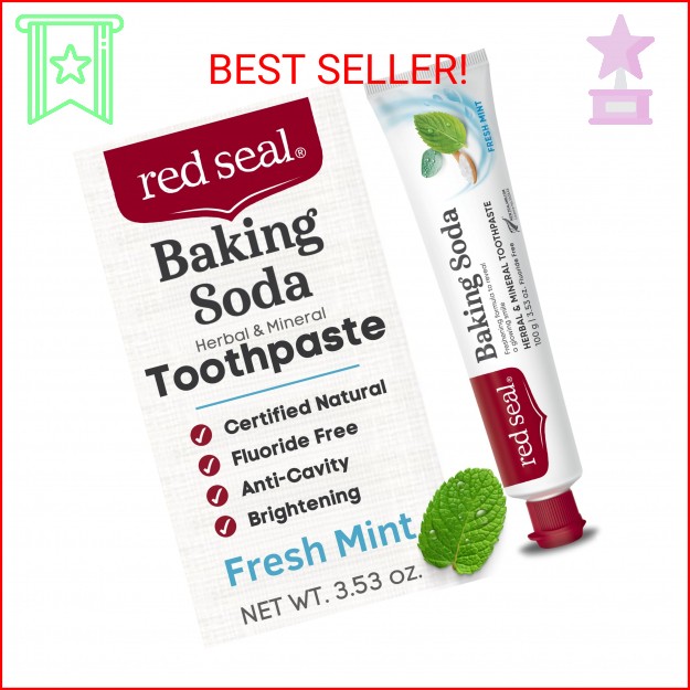 Red Seal Fluoride Free Toothpaste – Baking Soda – Herbal & Mineral Formula, Vega