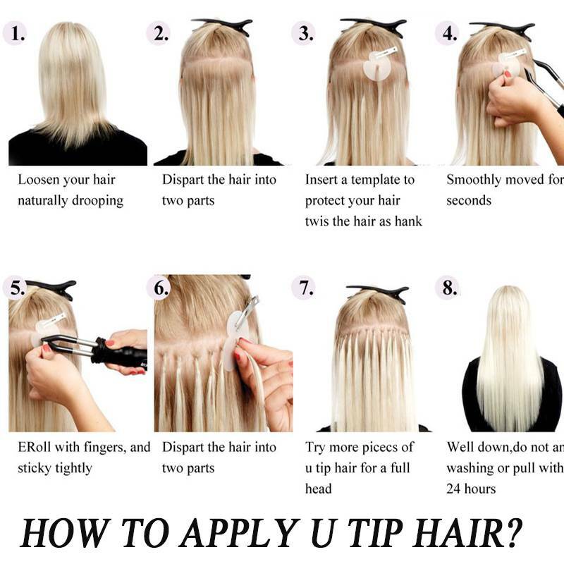 1g Hair Extensions Pre Bonded U Tip Nail Hair Keratin 100% Real Remy Human Hair