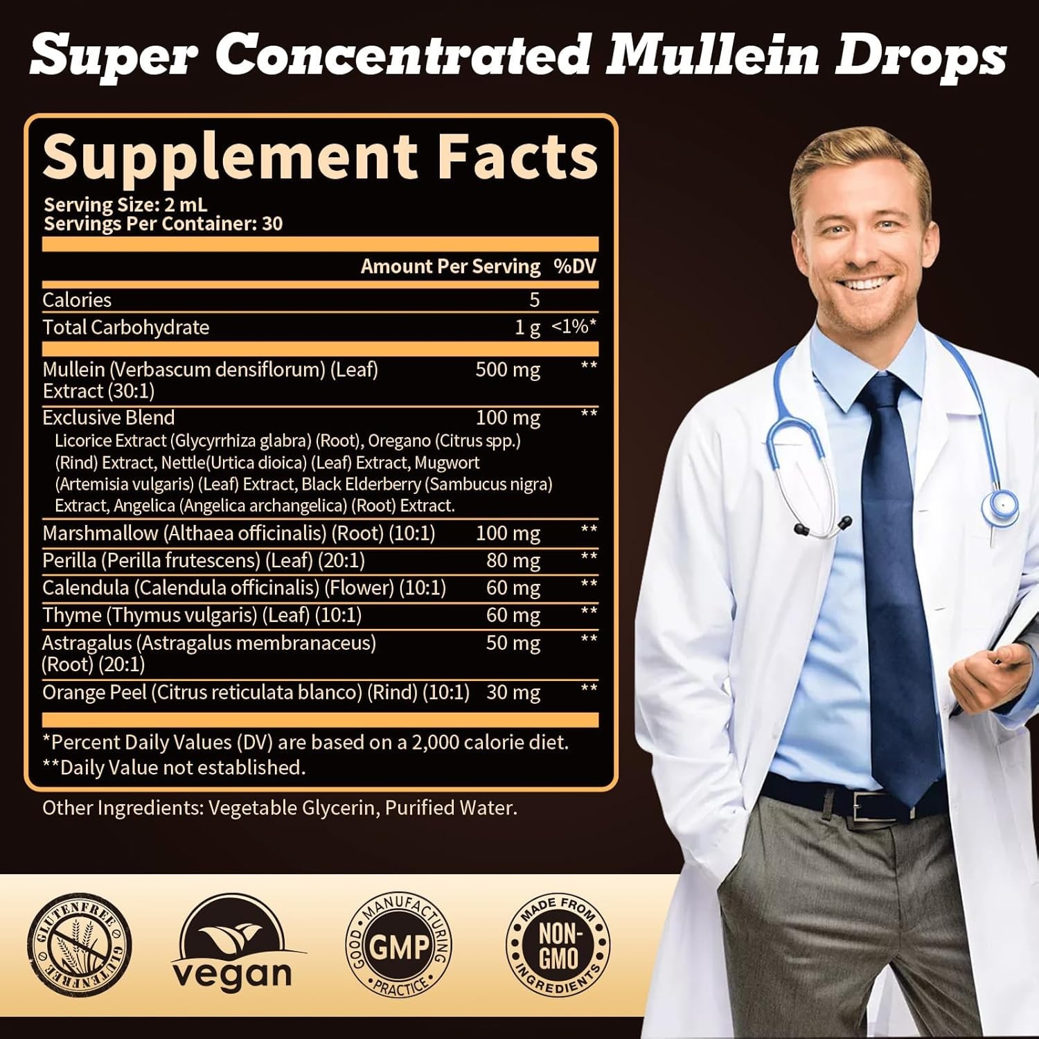 Mullein drops for Lung, Mullein Leaf Extract, Super Concentrated Tincture