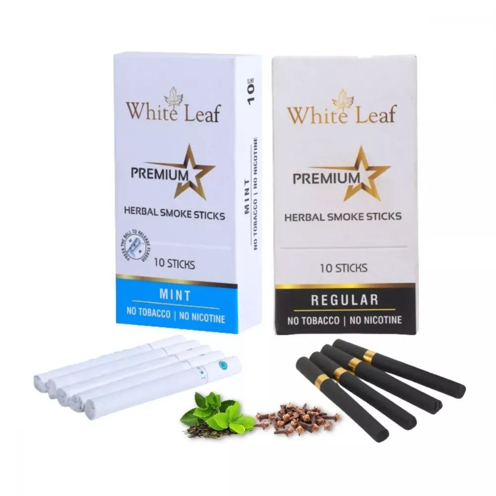 White Leaf Premium Hrbal Cgarete Mint&Regular Flavur 2 Box Ech 10 Stik 20pcs