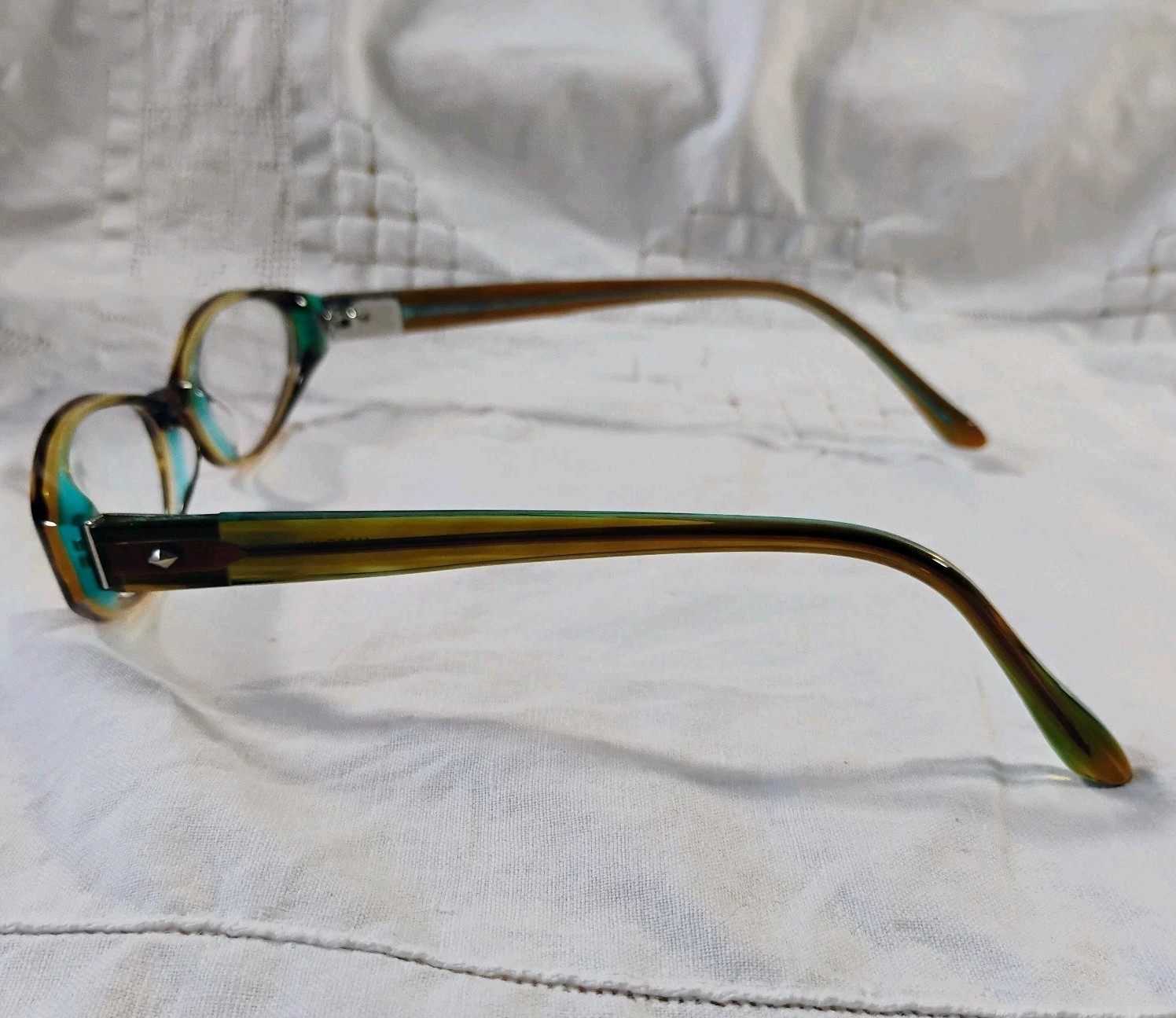 Sama MIA OLV Eyeglasses Olive Brown & Green Oval Frames 52-17-143 Made In Japan