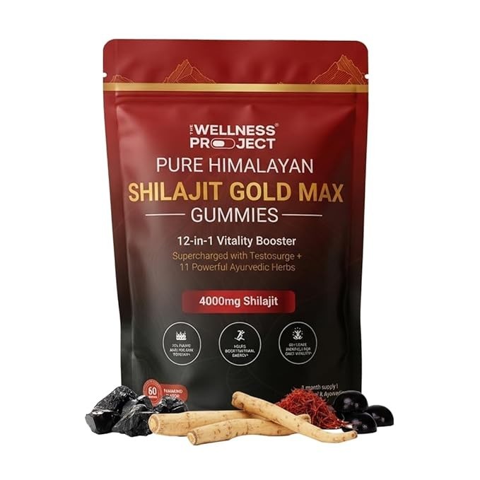 12-in-1 Shilajit Gold Max Gummies| 4000mg Pure Himalaya Saffron 60 Gummies