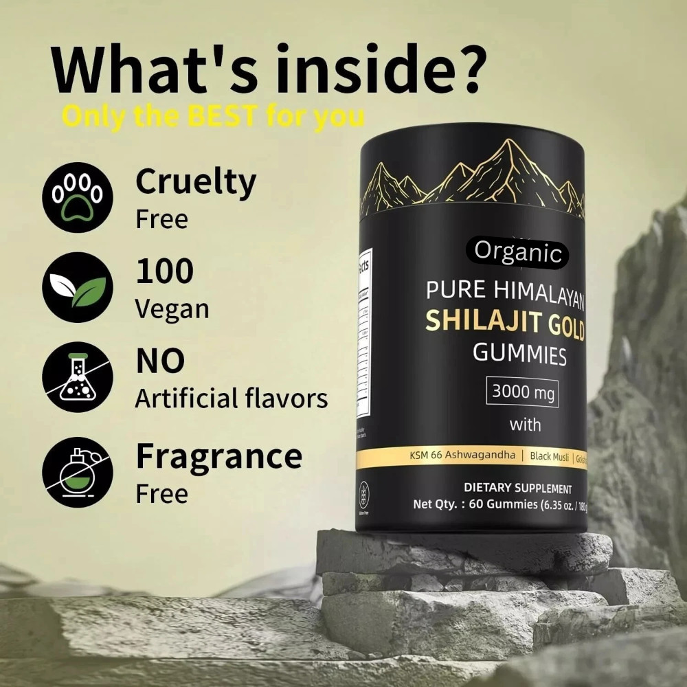 Himalayan Shilajit GOLD Gummies, Organic, Extremely Potent 3000 mg, Fulvic Acid