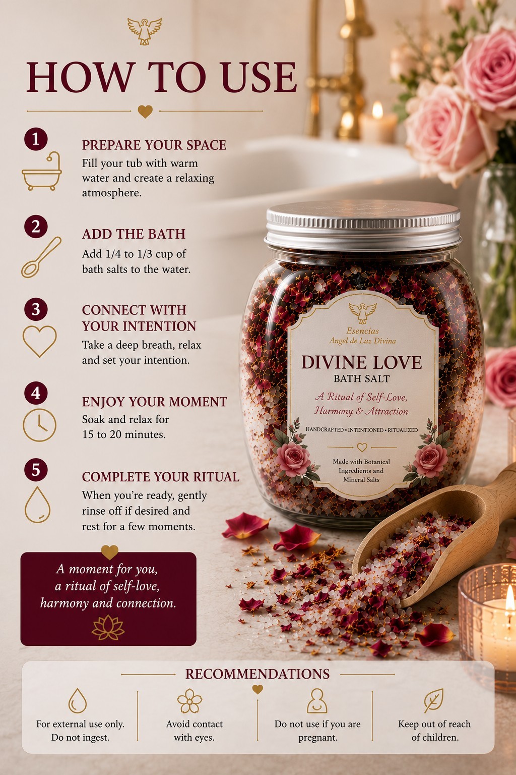 Esencias Angel de Luz Divina LOVE & ATTRACTION RITUAL BATH SALT