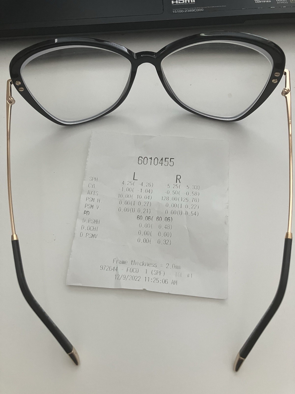 Tom Ford FT5769-B Cat Eye Eyeglasses Frames Black/Gold Plastic/Metal w/ Case