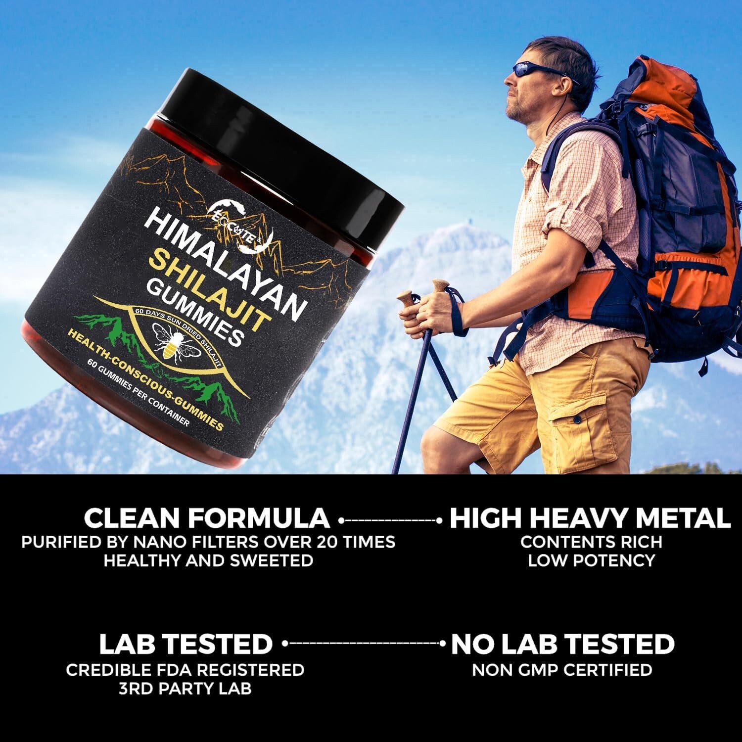 Dynamic Vitality Shilajit Gummies Pure Himalayan Organic Resin Natural NEW USA