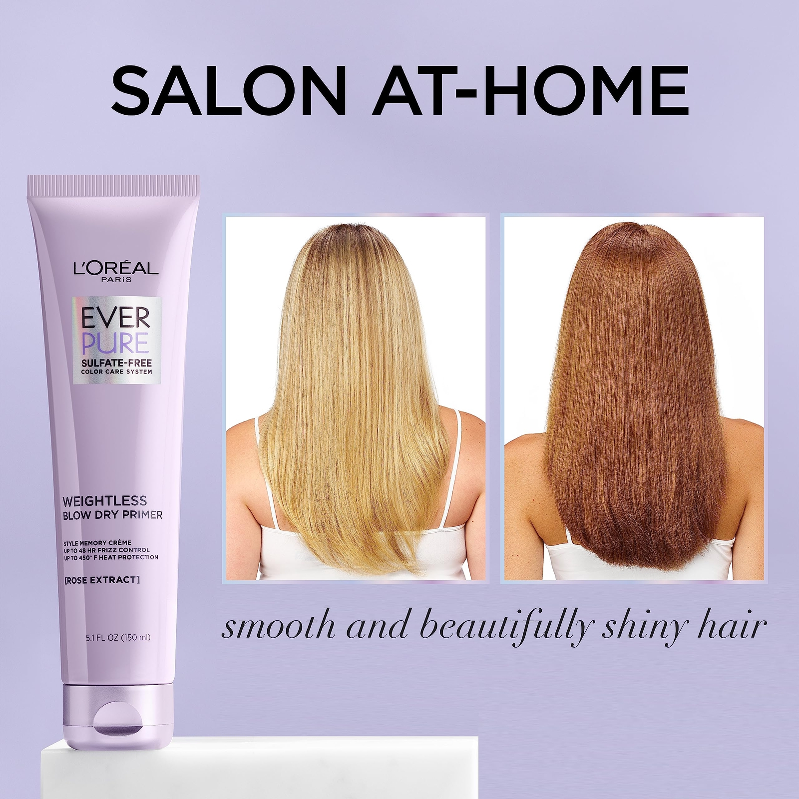 L’Oréal Paris Blow Dry Primer for 48 HR Frizz Control, Sulfate Free, EverPure