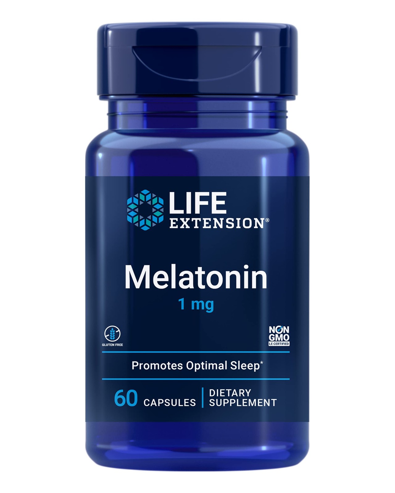 Life Extension Melatonin 1 mg – For Restful 60 Count (Pack of 1), White