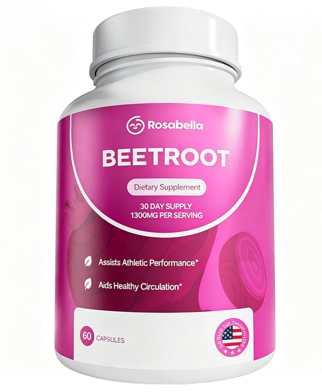 USPS Rosabella 1300mg Organic Beetroot Capsules Heart & Circulation Support 60ct