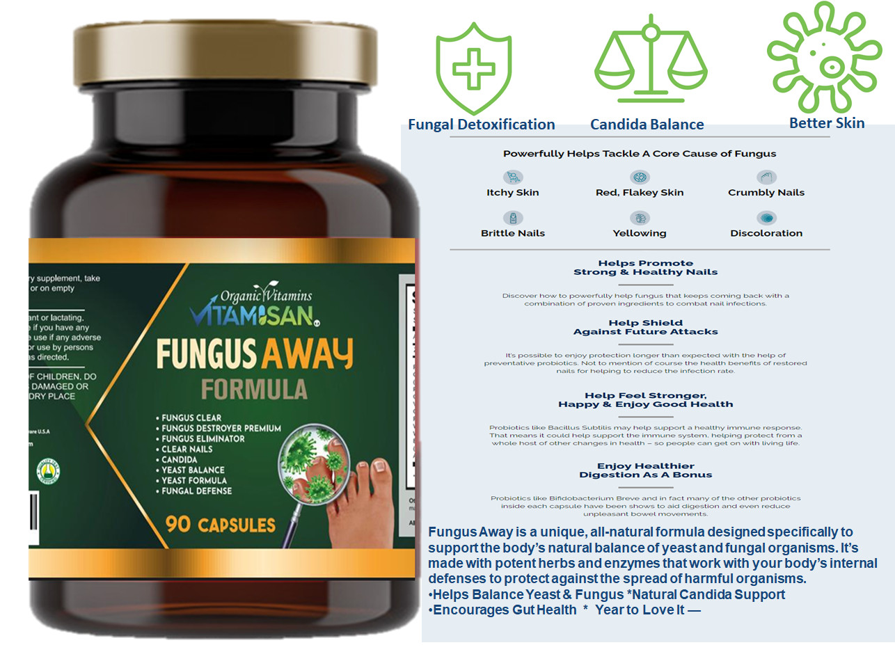 Strength Candida Cleanse Yeast Support cleanser and Detox with Herbs Enzymes 2