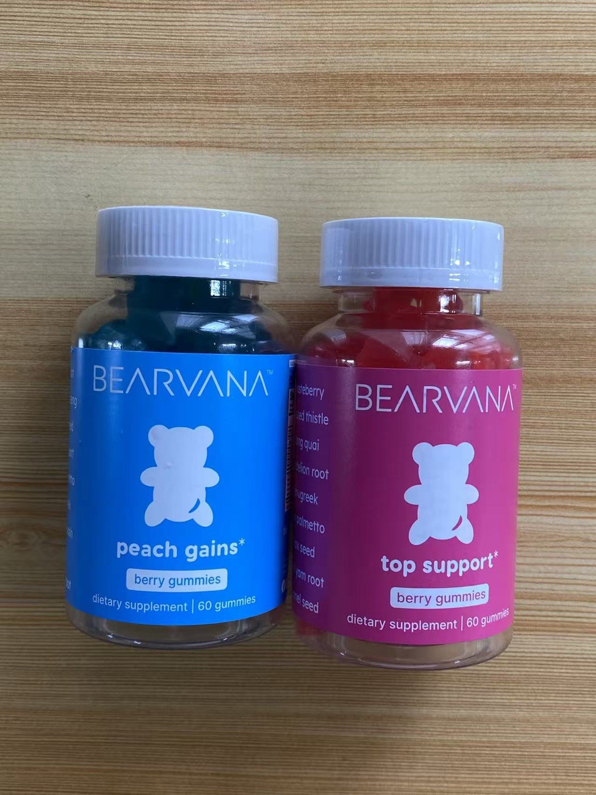 Bearvana Peach Gains And Top Support Supplements, 2 Bottle Bundle