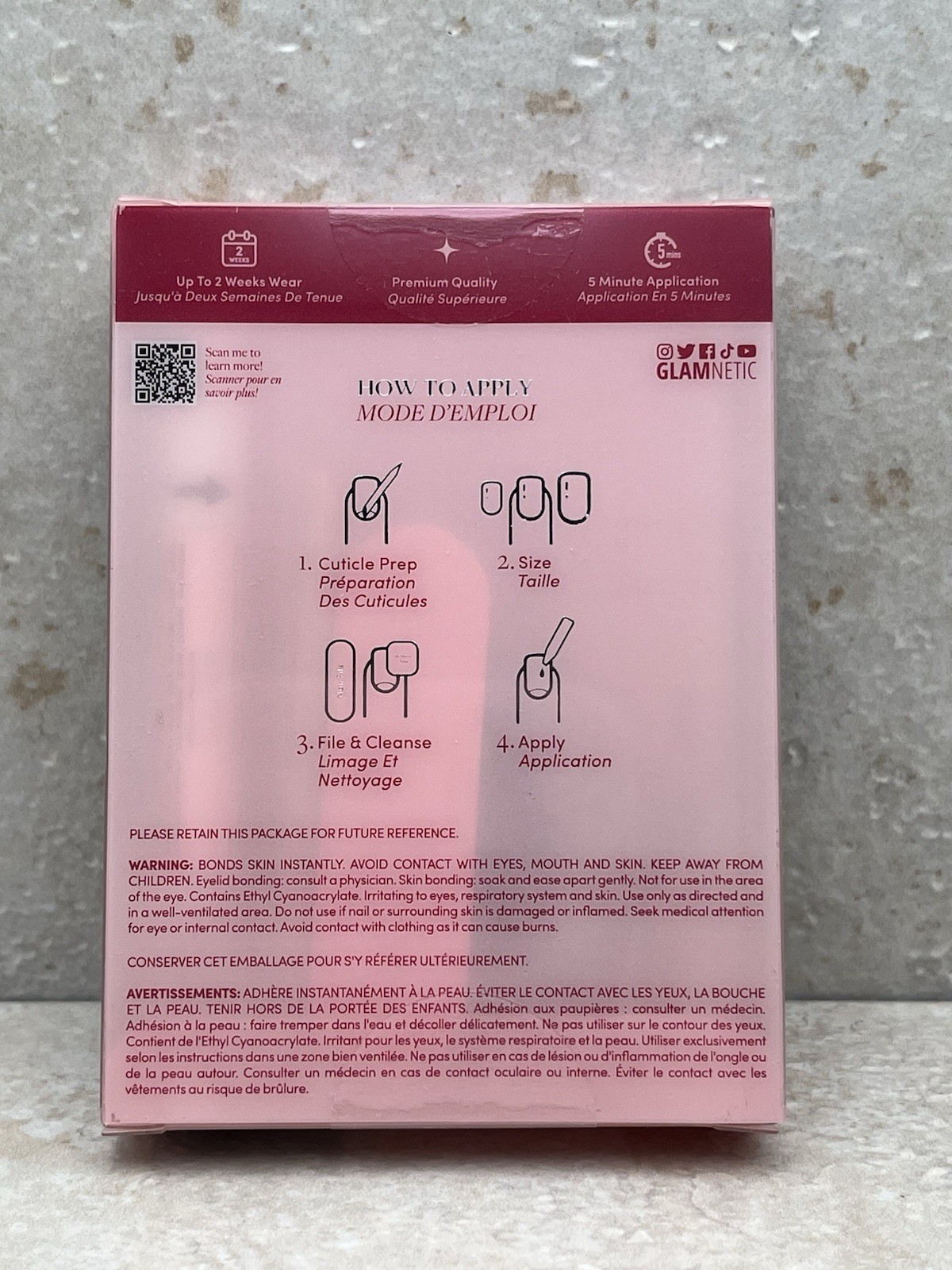 Glamnetic “Pure Intentions” Short Round Press-On Nails – New in Sealed Package