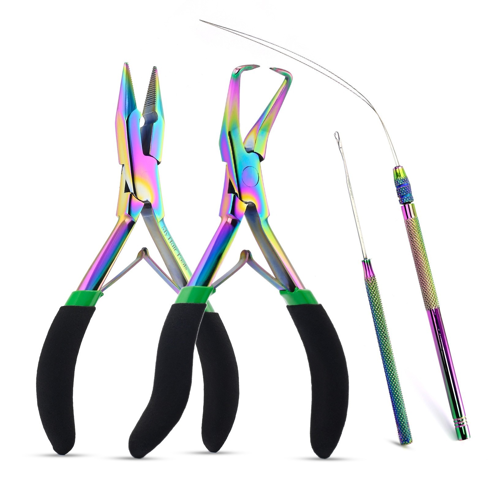 Rainbow Hair Extension Tools Kit – Nano & Micro Beads, Tape-In, Keratin Cutter