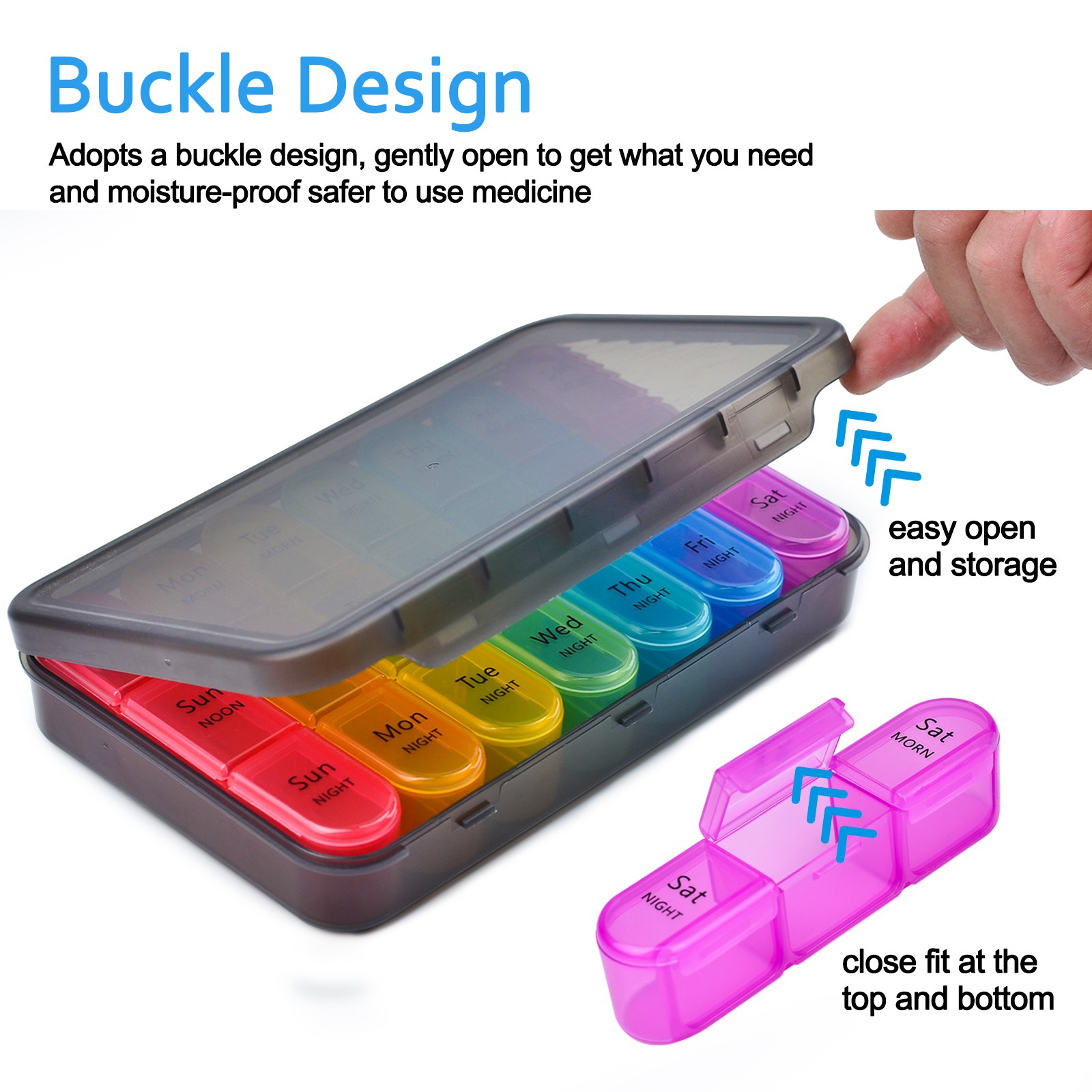 2 / 3 / 4 Times a Day Weekly Pill Box Organizer Pill Organizer Case Portable Box