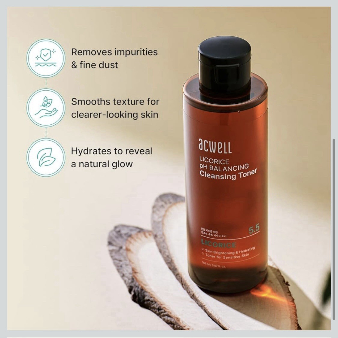 Acwell Licorice ph Balancing Cleansing Toner hydrating 150ml Vegan K-beauty