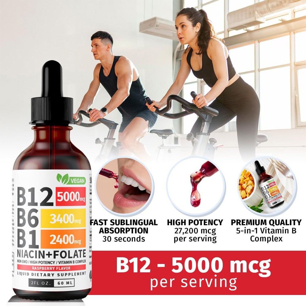 5 In 1 Vitamin B Complex – B6 B1 B12 Liquid Drops 5000mcg – Add 3 Only Pay 2 !
