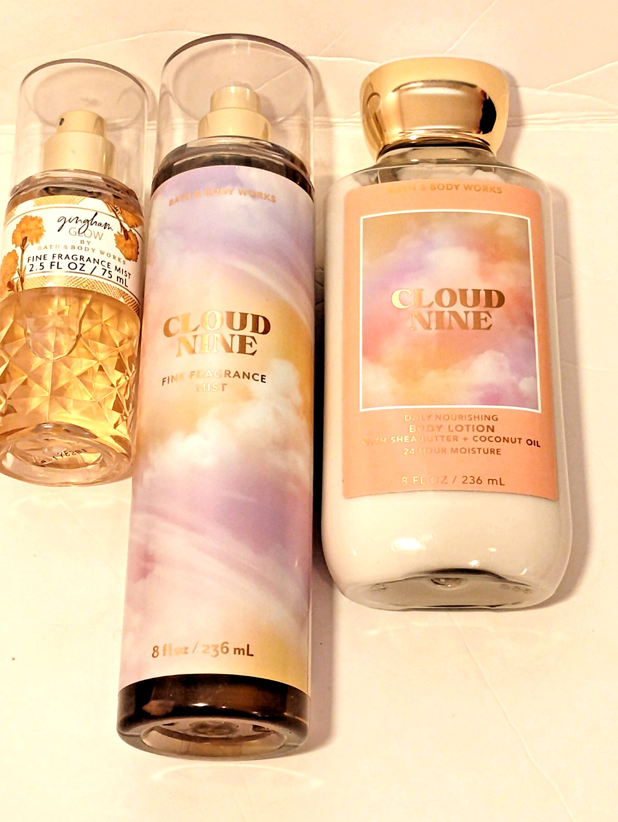 3 pc set 2.5 0z Cloud Nine Fragrance Gingham Cloud Nine Fine Mist & Lotion