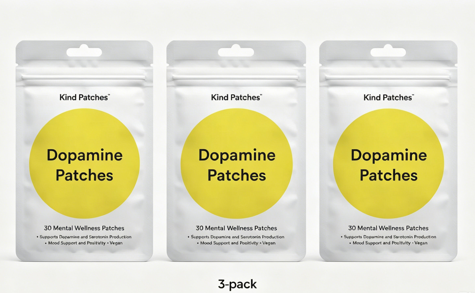 Kind Patches Mood Plus 3-Pack – 90 Patches for Mood & Focus – Vegan, Adaptogens