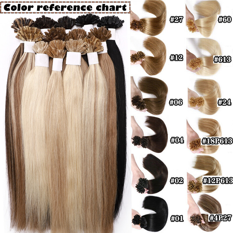 1g Hair Extensions Pre Bonded U Tip Nail Hair Keratin 100% Real Remy Human Hair