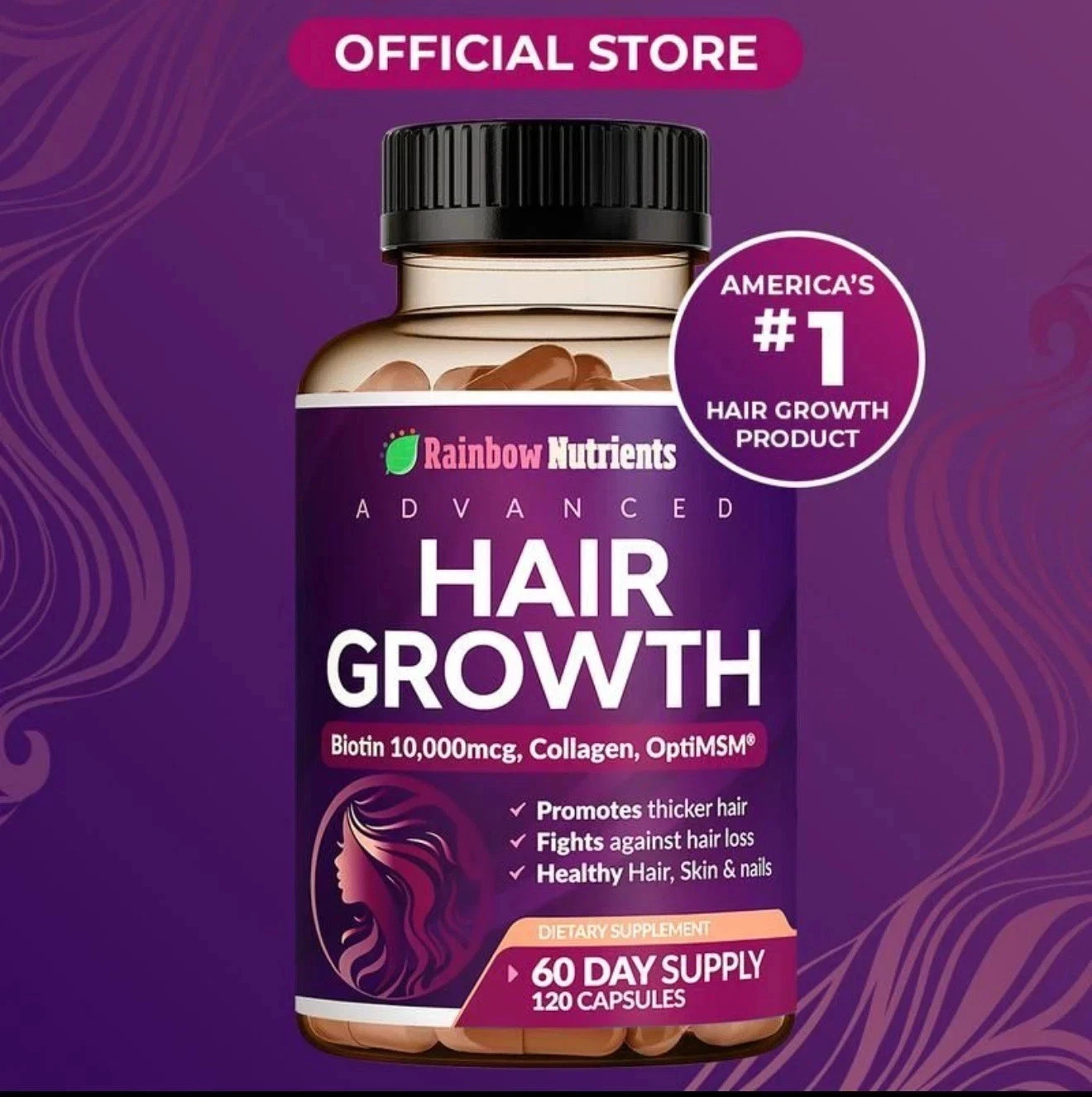 Hair Growth Complex | Biotin Collagen Supplement Prevents Hair Loss & Improves