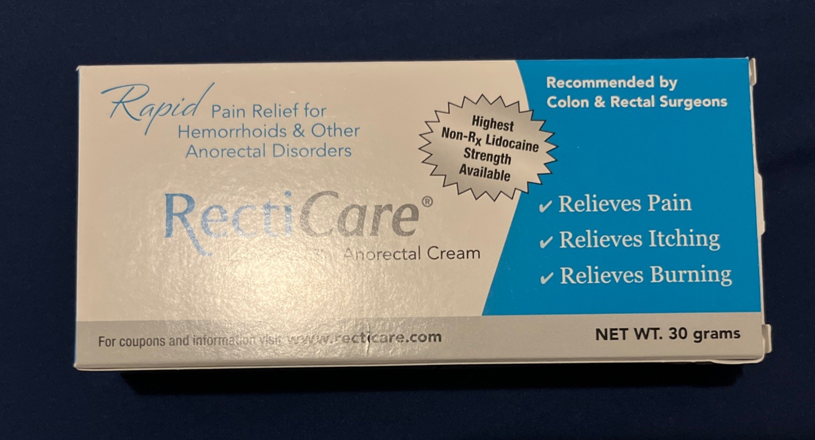 RECTICARE – Hemorrhoidal Cream 30g Exp: 02/2028 NIB FREE SHIPPING