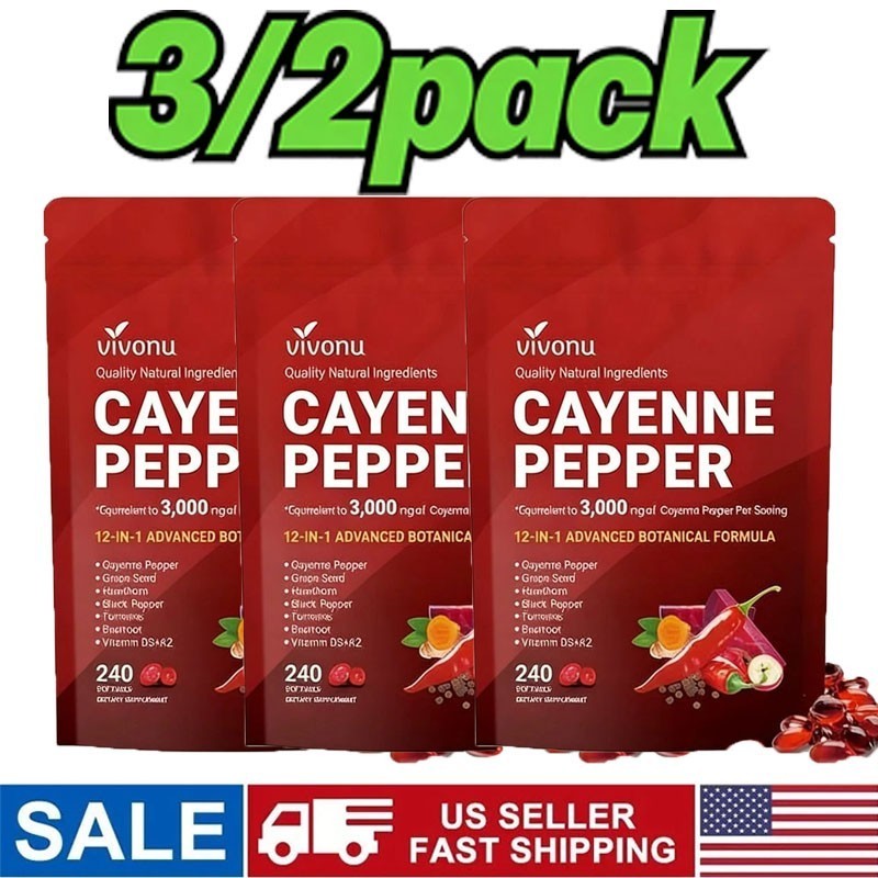 FREE SHIP 3/2PACK Cayenne Pepper Softgels Supplement – 240 Capsules NEW