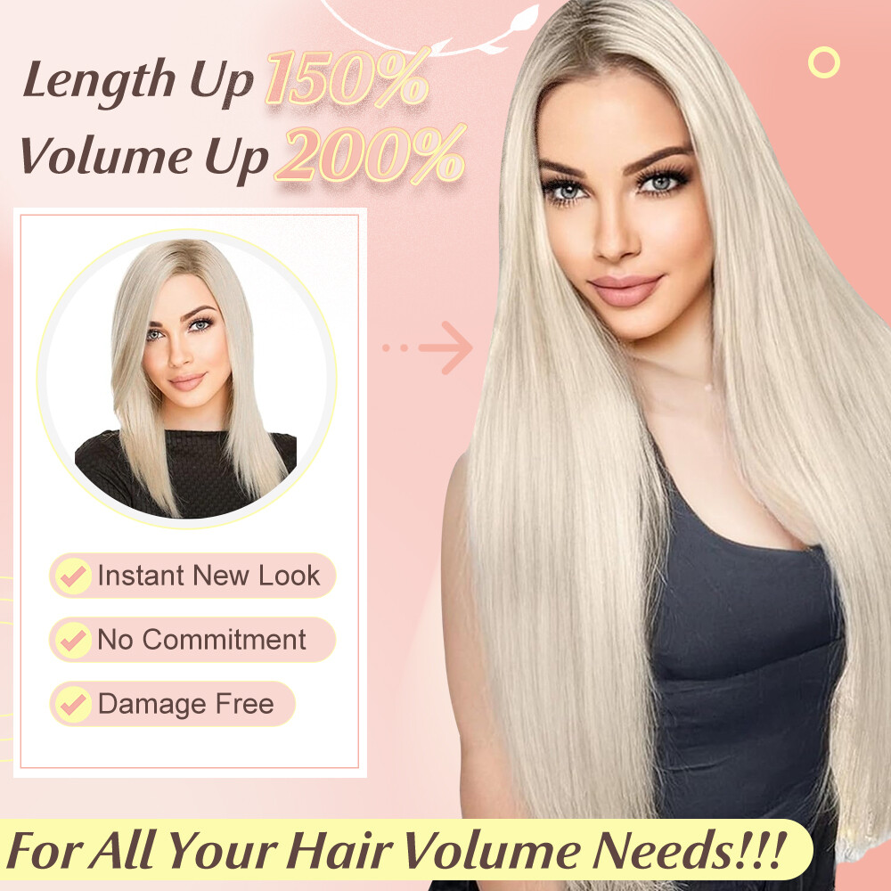 US 8 Pieces Clip In Hair Extensions Full Head Natural As Human Real Thick Wavy