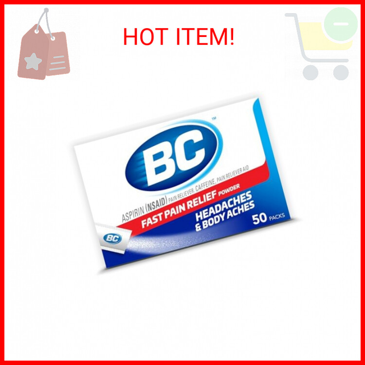 BC Powder Original Strength Pain Reliever, Aspirin Dissolve Packs, 50 Count