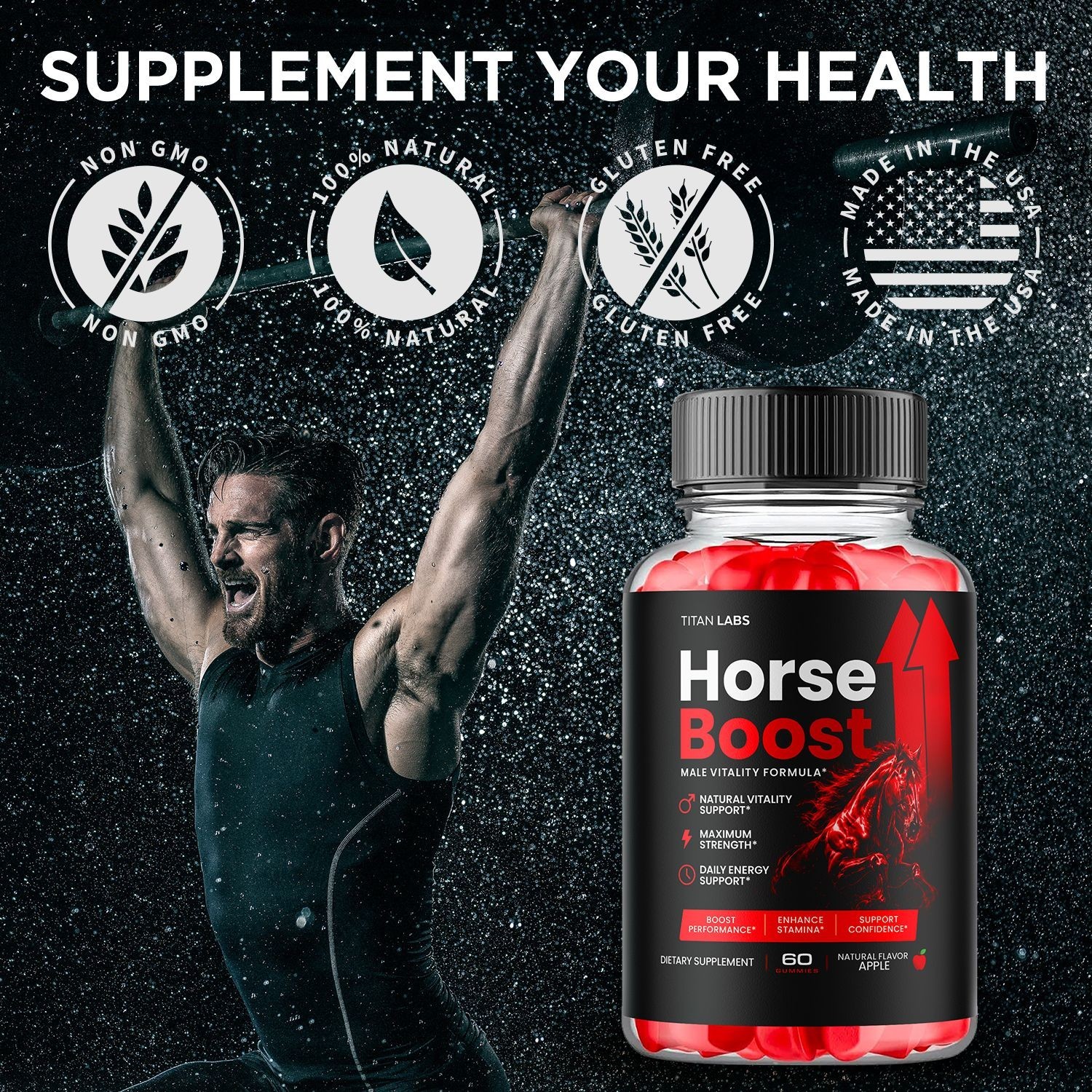 (3 Pack) Horse Boost ACV Gums Male Health Support Formula HorseBoost 180 Gummies