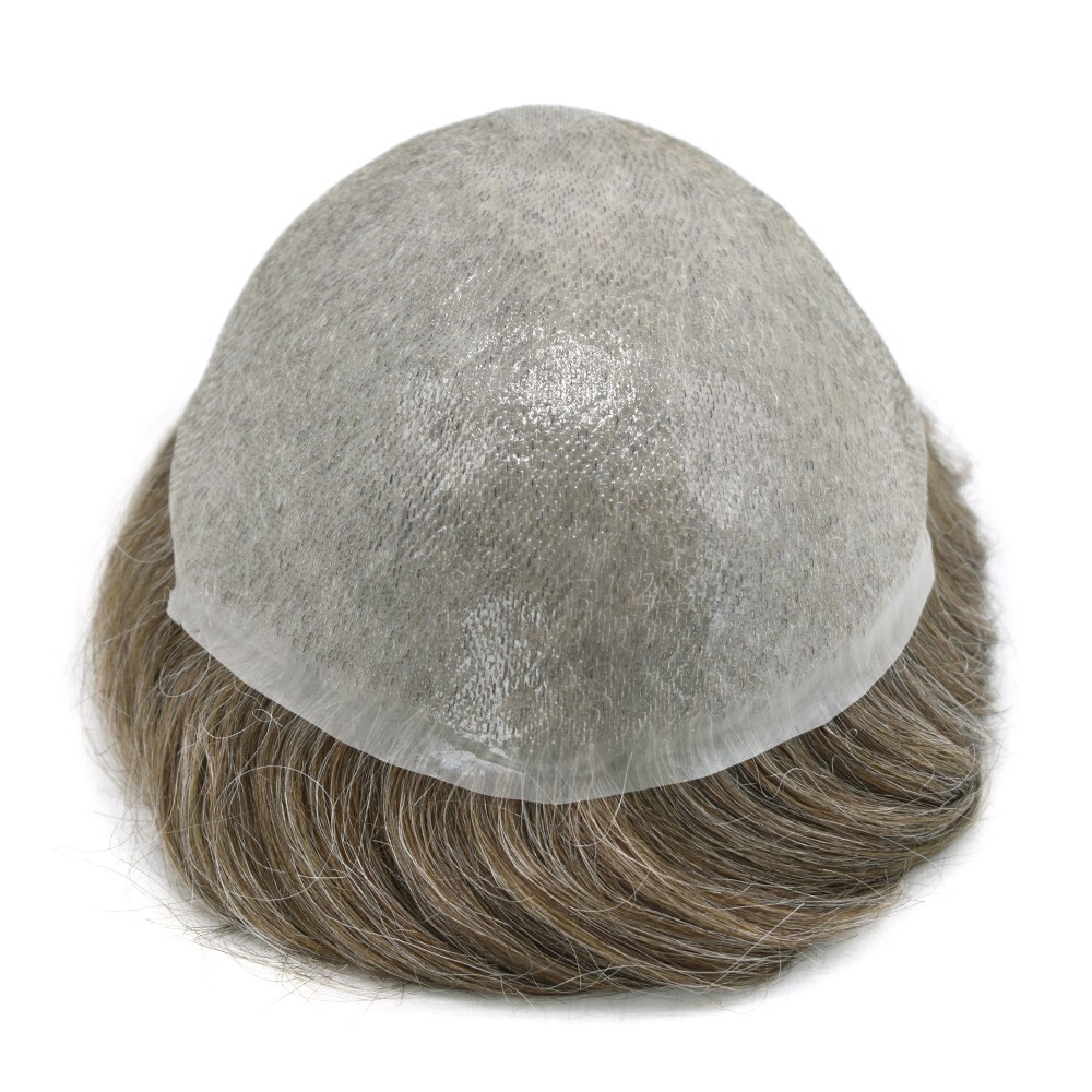 Mens Toupee Human Hair Piece Ultra Thin Skin V-Loop Men Hair Replacement System