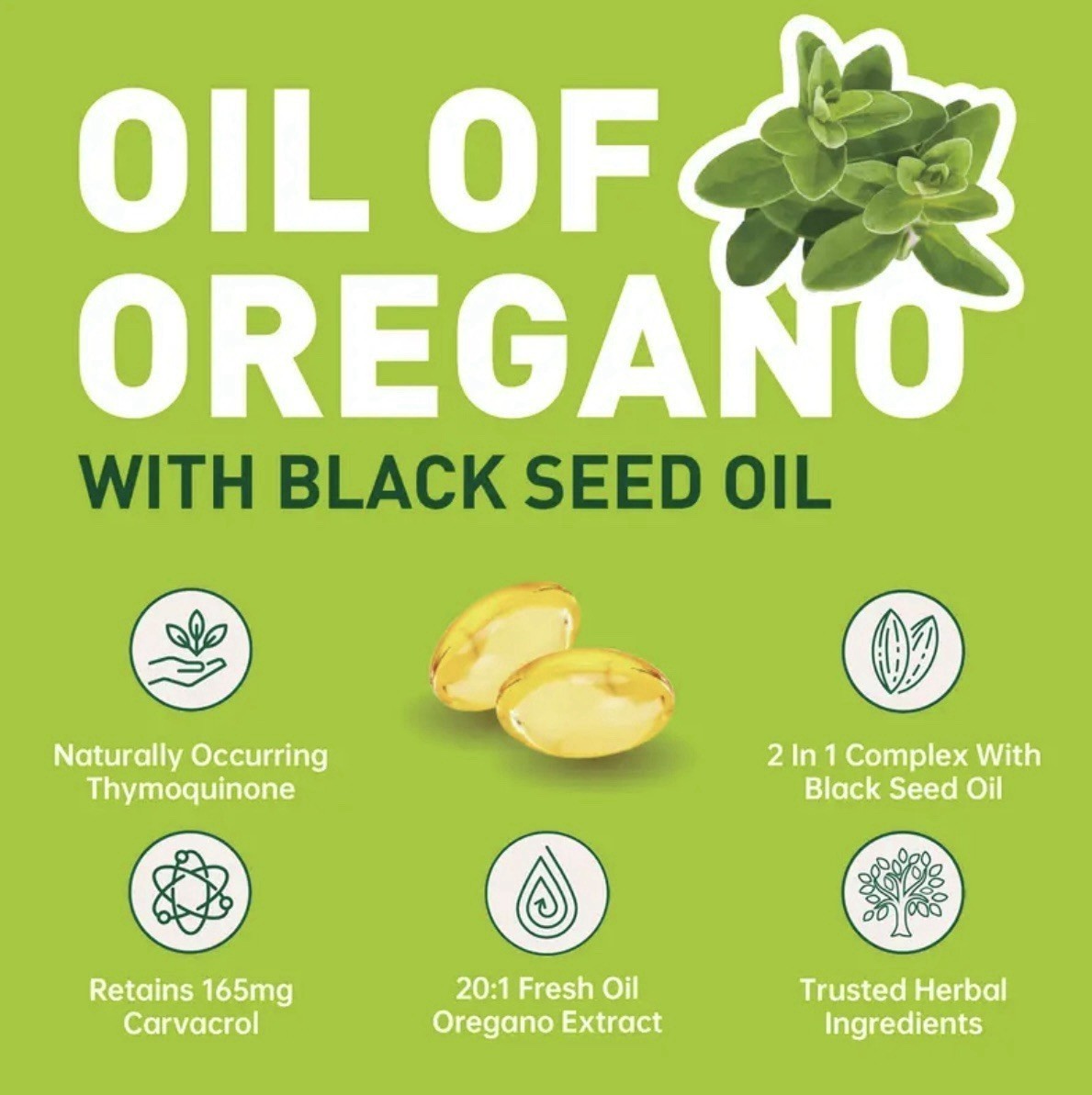 NEW Oil of Oregano Softgels with Black Seed Oil – 6000mg Oregano Oil