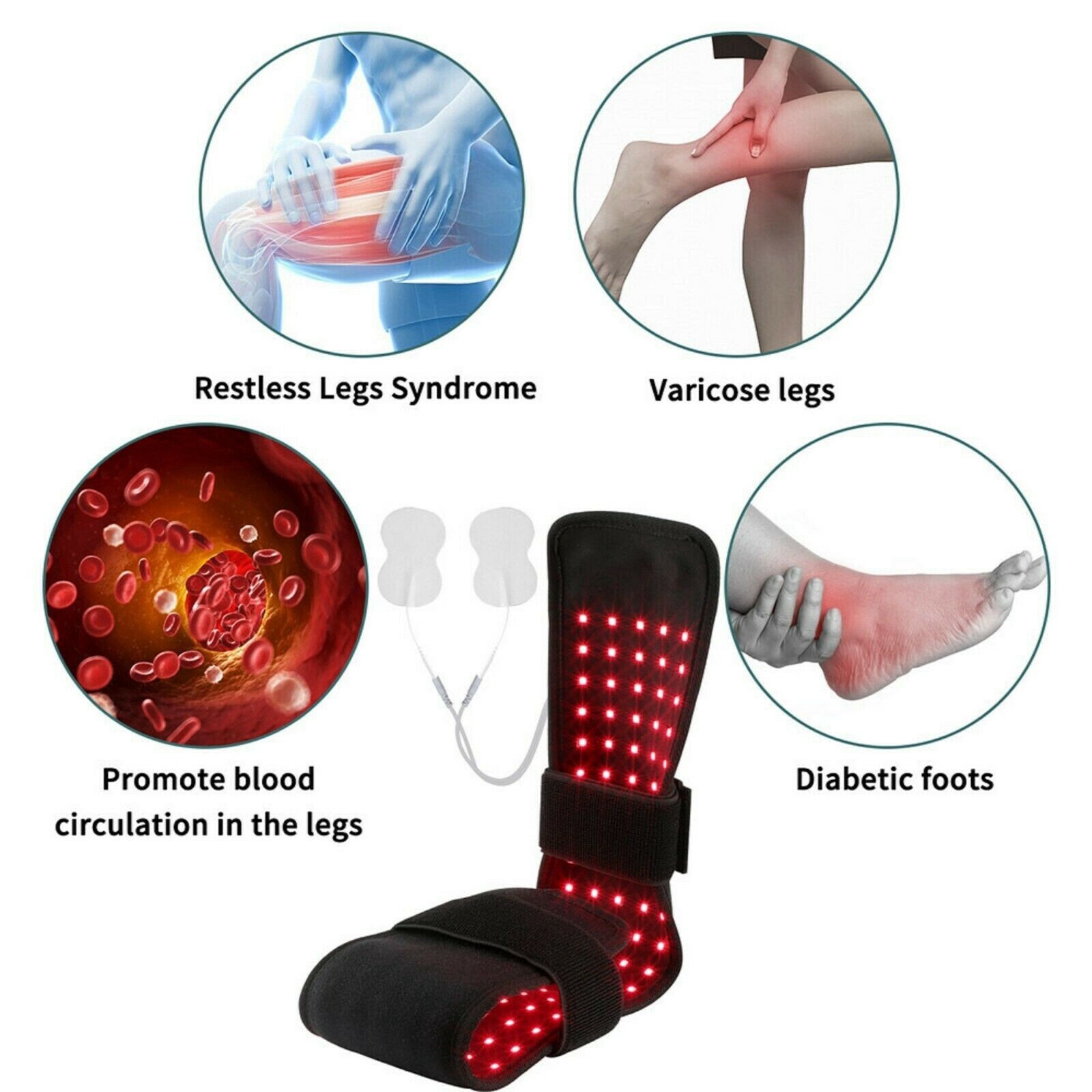 LED Infrared Red Light Therapy Neck Back Foot Waist Wrap Pad Belt of Pain Relief