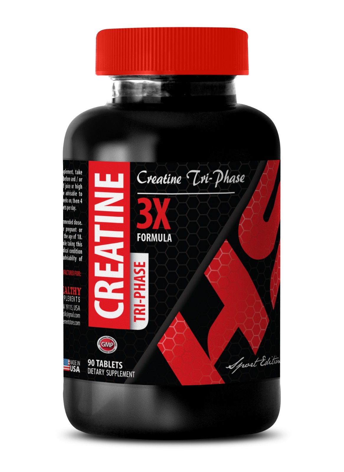 muscle – CREATINE TRI-PHASE – creatine capsules – 1 Bottle (90 Tablets)