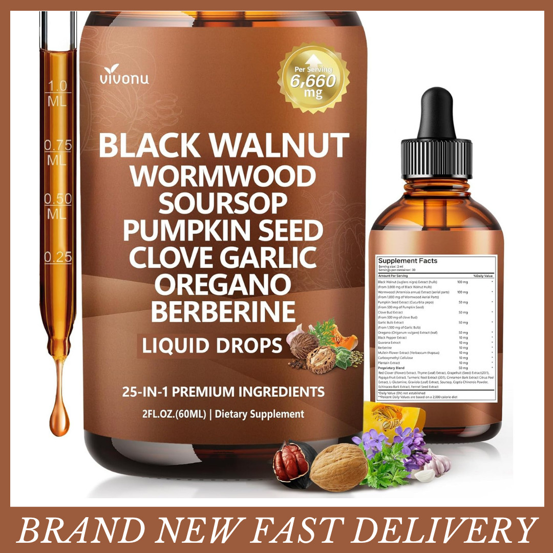25-in-1 Liposomal Black Walnut Wormwood Clove Tincture, Cleanse for Humans Drops