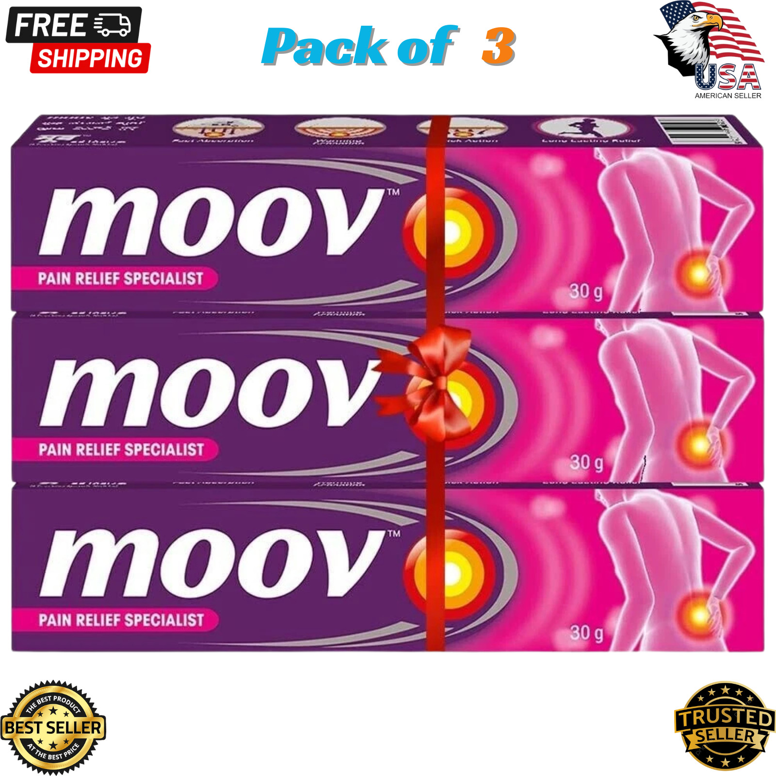 Moov 3x Pain Relief Cream for Muscle Joint Back 30g | USA Seller – FREE Ship