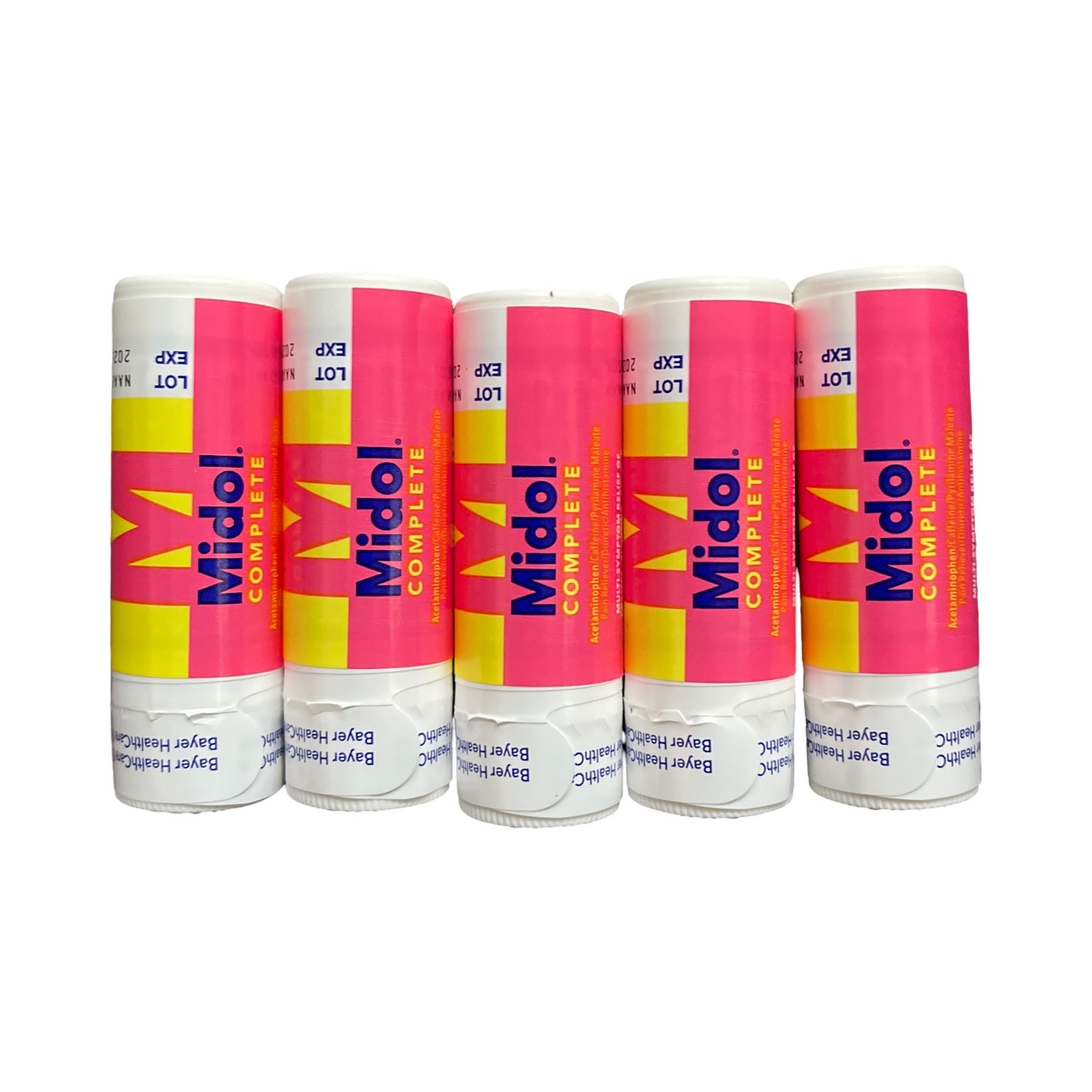 Midol Complete Menstrual Pain Relief Tubes, 8 Pills per Tube- 5 Tubes, Exp 11/26