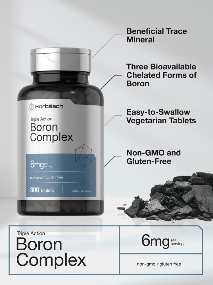 Triple Boron Complex 6 mg Supplement | 300 Tablets | Triple Action | by Horbaach