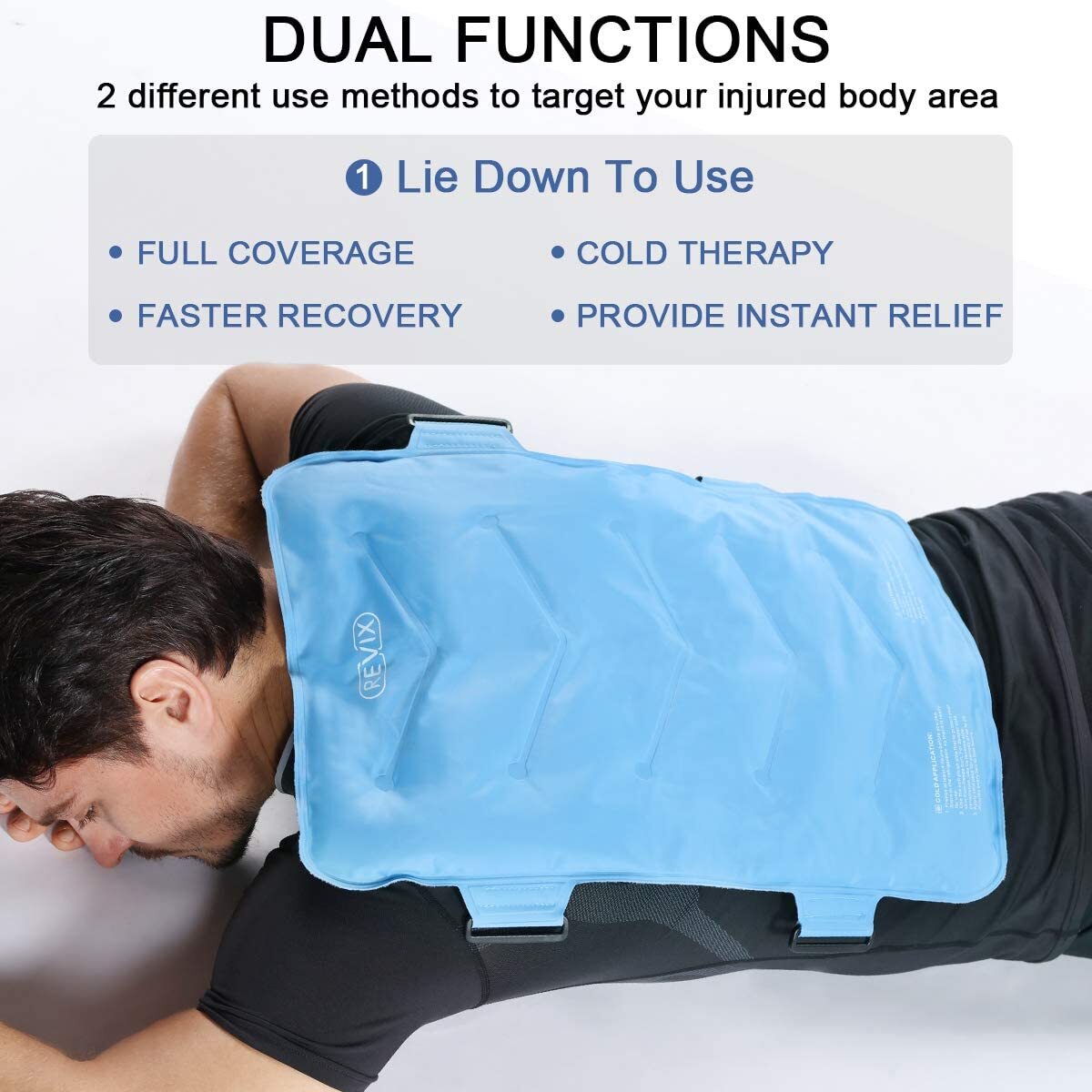 REVIX Reusable Gel Cold Pack Full Body Ice Pack with Strap, Joints Muscles – XXL
