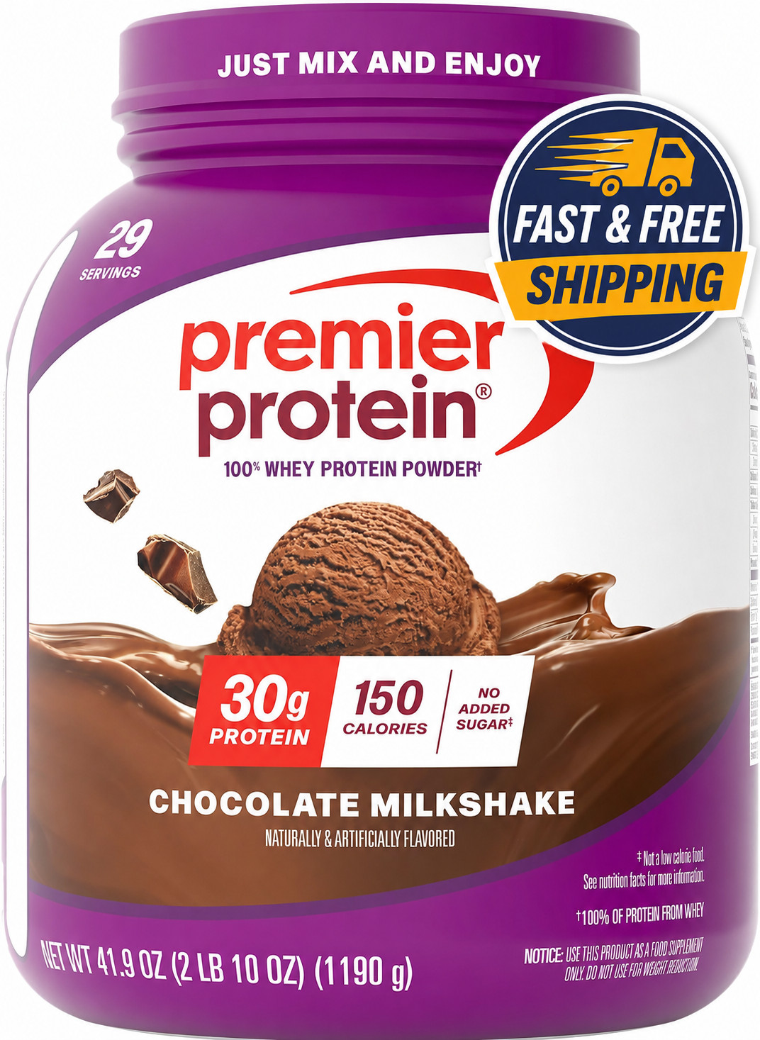Premier Protein Powder, Chocolate Milkshake, 30g Protein, 1g Sugar, No Soy