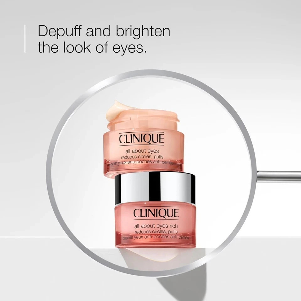 Clinique All About Eyes Eye Cream 15ml .5oz Puffiness Dark Circles New Sealed