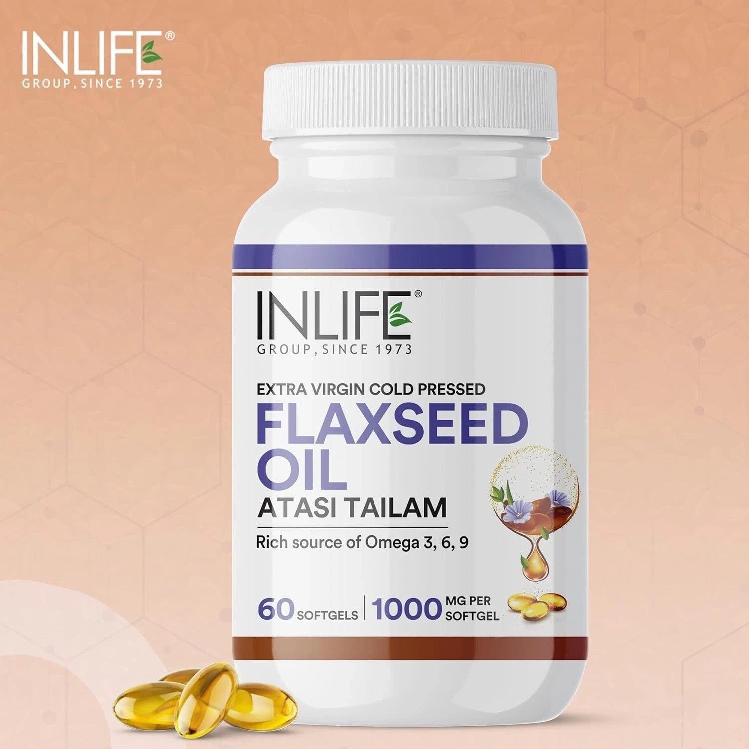 INLIFE Flaxseed Oil Capsules 1000mg | Omega 3 6 9 – 60 Softgels