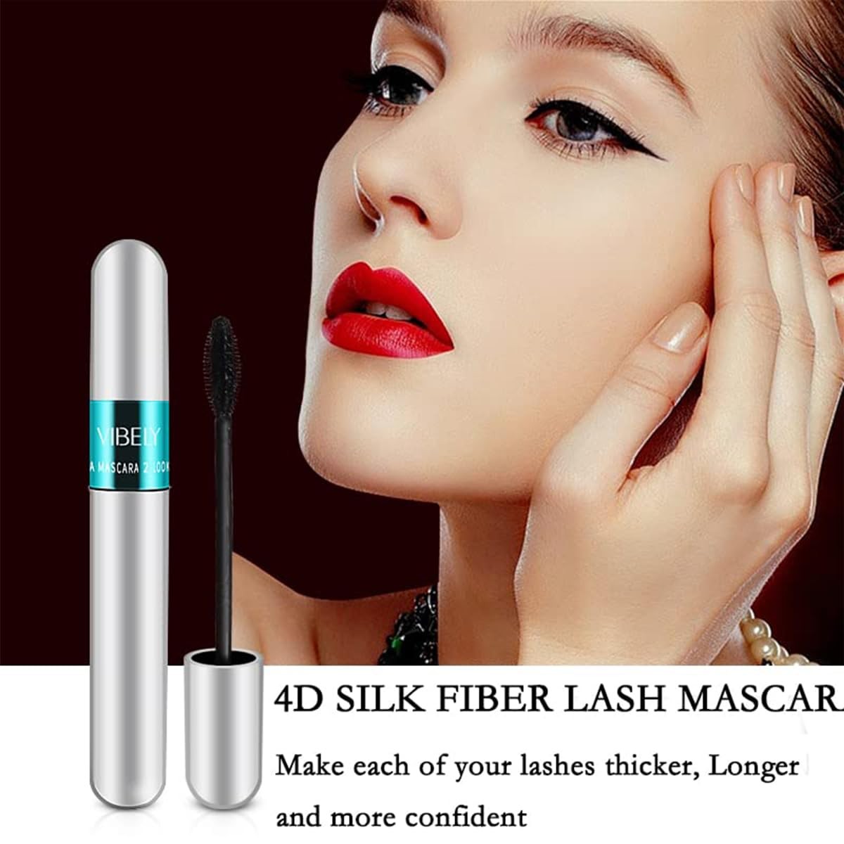 2 in 1 Mascara for VIBELY 5x Longer Waterproof 0.35 Ounce (Pack of 1), Black