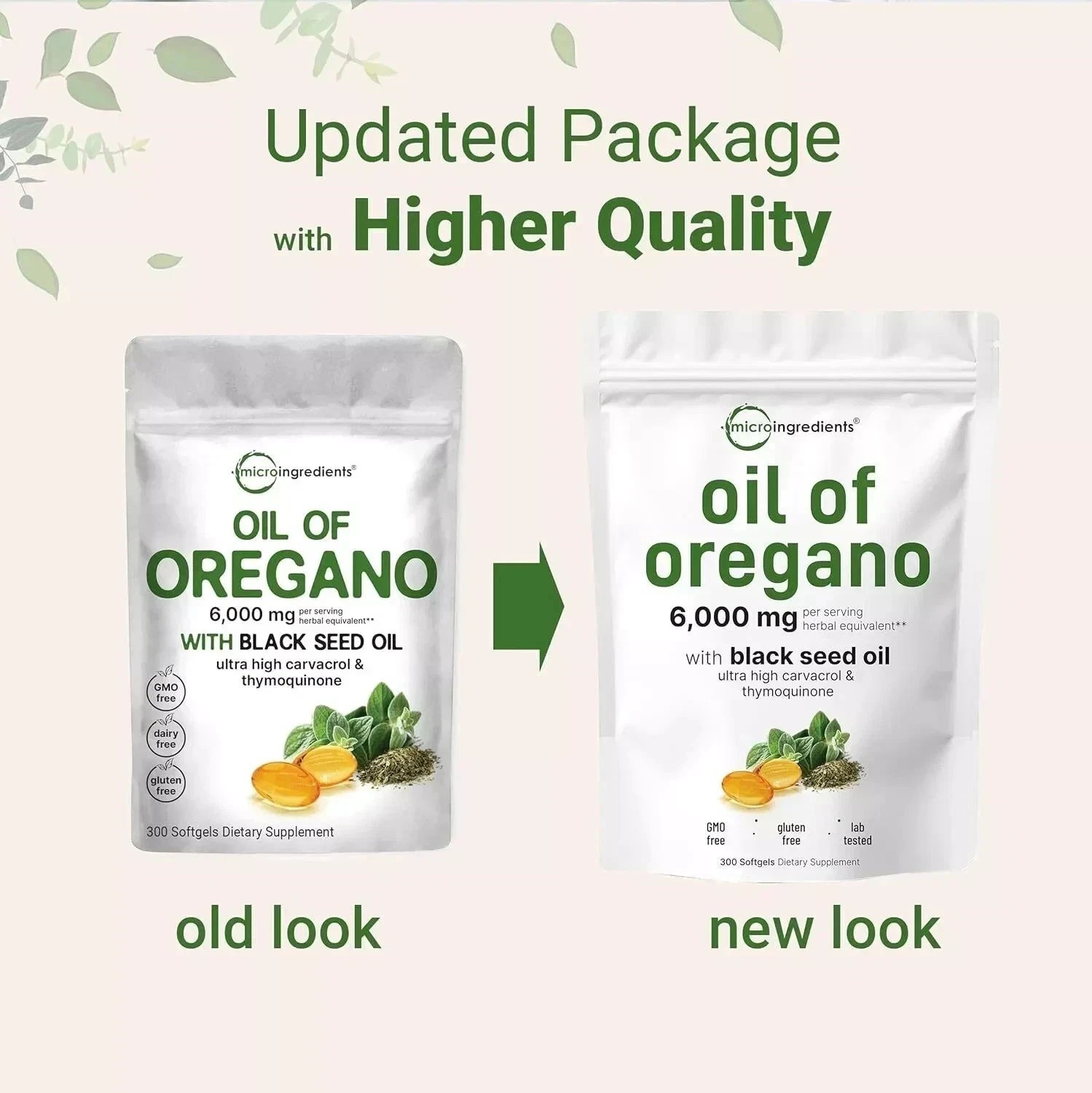 3 Pack Oil of Oregano with Black Seed Oil, 300 Softgels NEW Microingredients.