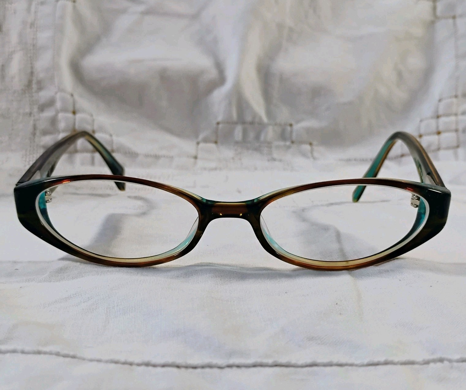 Sama MIA OLV Eyeglasses Olive Brown & Green Oval Frames 52-17-143 Made In Japan