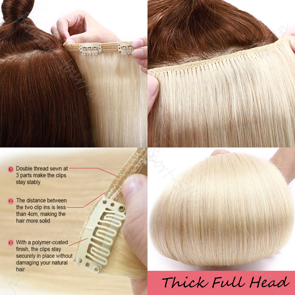 Real Thick Double Weft Clip In Real Remy Human Hair Extensions Full Head 10″-24″