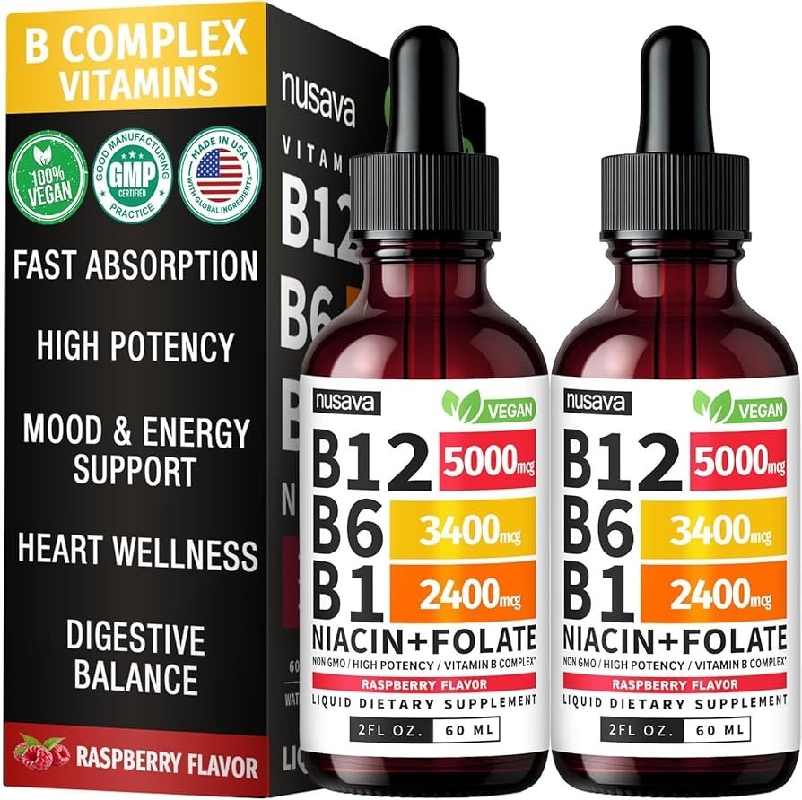 Nusava Vitamin B complex – B 12, B 6 & B 1 + Niacin & Folate – Double pack