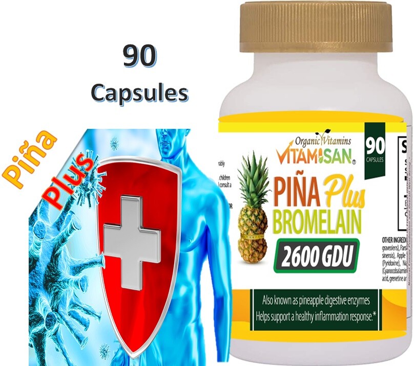 bromelain 2600 GDU 1000 mg inmune support 90 capsules pineapple enzyme pina slim
